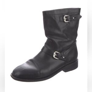 Rag & Bone Black Leather Moto Buckle Boots 9.5/10